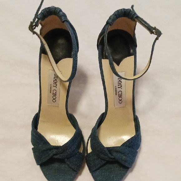 Jimmy Choo Shoes - Authentic Jimmy Choo Dark Blue Ankle Strap Heels